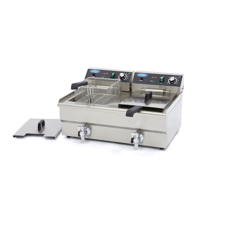 Maxima Elektro Fritteuse - 2 x 16 Liter mit Ablasshahn