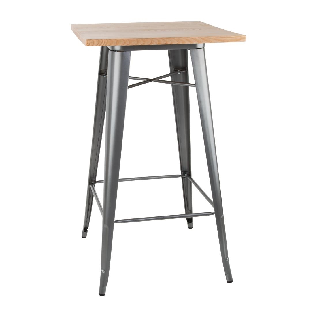 Bolero Bistro Bartisch mit Holzplatte grau