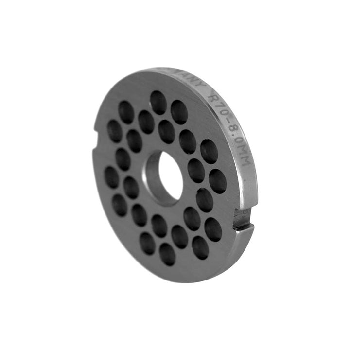 WOLFCUT Fleischwolfscheibe mit 2 Nuten Werkzeugstahl Größe R70 - 8,0 mm Bohrung kompatibel mit BIZERBA FW 70 / EDERTAL EMS 70 / FEUMA TW-R 70 uvm.