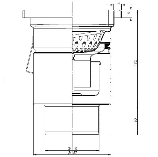 Bodeneinlauf 200x200 DN100 vertikal