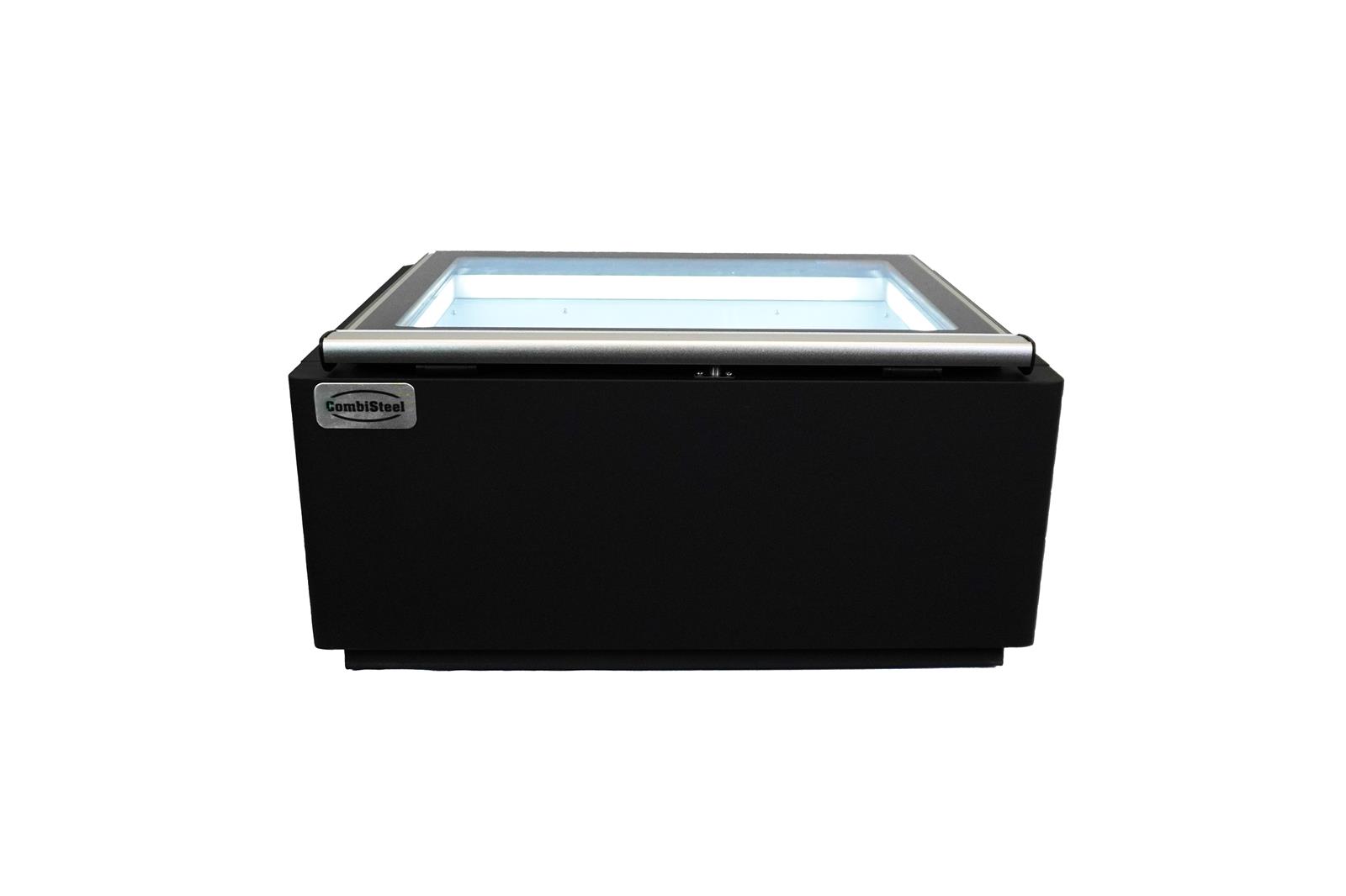 Speiseeisvitrine SPICCE Tischmodell | Öffnung Bedienungsseite + LED | 3x 5 Liter, HxBxT 37,5x67x75cm | -16/-18°C | Schwarz | + CHEFGASTRO Geschirrtuch