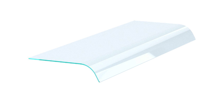 AUFSATZBORD MIT EINSEITIG ABGERUNDET GLAS FÜR EINBAU EISWANNE