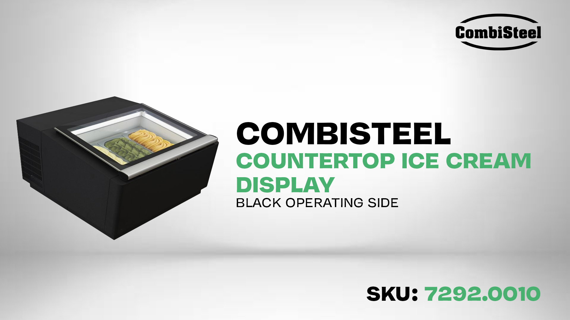 Speiseeisvitrine SPICCE Tischmodell | Öffnung Bedienungsseite + LED | 3x 5 Liter, HxBxT 37,5x67x75cm | -16/-18°C | Schwarz | + CHEFGASTRO Geschirrtuch