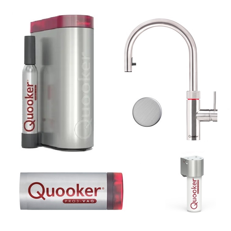 Wasserkocher Quooker Flex verchromt PRO3 FXRCHR mit CUBE und Starter Filter Set